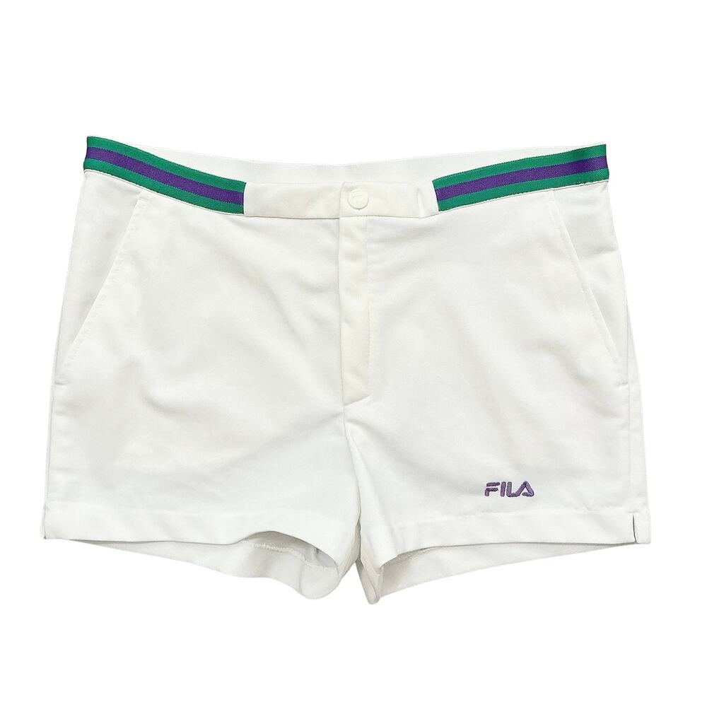 FILA Retro VTG 80s Athletic White Polyester Tennis Shorts Italy Men’s Size XL